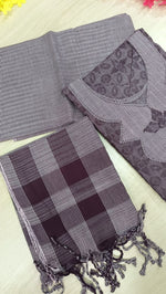 100% Cotton Jamdani Handloom Shalwar Kameez-Ash Color