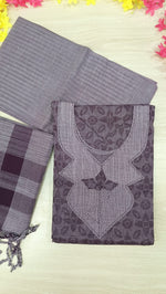 100% Cotton Jamdani Handloom Shalwar Kameez-Ash Color
