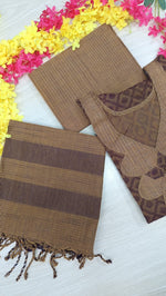 100% Cotton Jamdani Handloom Shalwar Kameez-Coffee Color