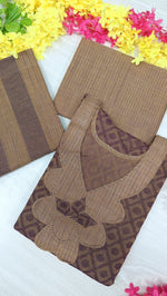 100% Cotton Jamdani Handloom Shalwar Kameez-Coffee Color