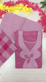 100% Cotton Jamdani Handloom Shalwar Kameez-Pink Color