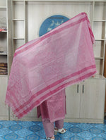 100% Cotton Jamdani Handloom Shalwar Kameez-Pink Color