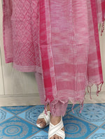 100% Cotton Jamdani Handloom Shalwar Kameez-Pink Color