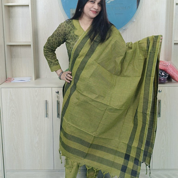 100% Cotton Jamdani Handloom Shalwar Kameez-Green Color