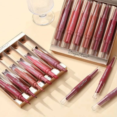 Dragon Ranee 6Pcs Nude Matte Velvet Lipstick + Lip Liner and Lipstick-6 Pcs Nude Shade