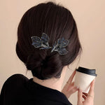 Rhinestone Flower Hair Clip & Bun Maker-2pcs