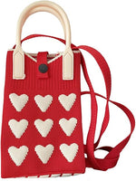 Handmade Crochet Knit Heart Mini Phone Bag