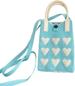 Handmade Crochet Knit Heart Mini Phone Bag