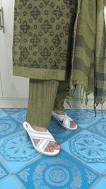 100% Cotton Jamdani Handloom Shalwar Kameez-Green Color
