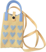 Handmade Crochet Knit Heart Mini Phone Bag