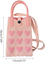Handmade Crochet Knit Heart Mini Phone Bag