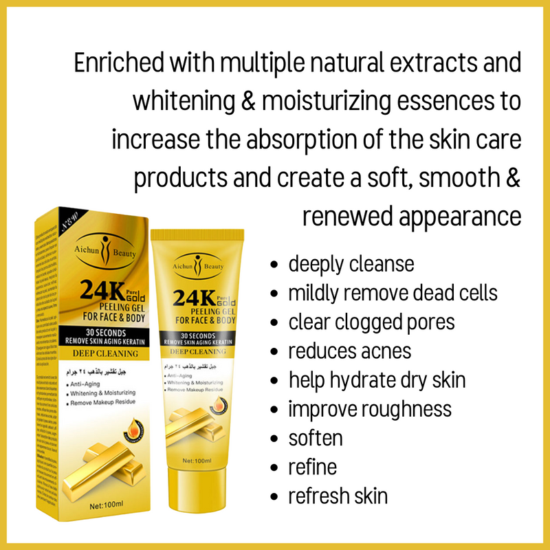 Aichun beauty 24k pure gold peeling gel for face & body 100 ML