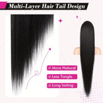 ✨ ডার্ক ব্রাউন কালার ✨Long Straight Claw Ponytail Hair