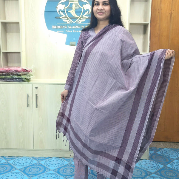 100% Cotton Jamdani Handloom Shalwar Kameez-Ash Color