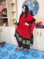 হাফ সিল্ক জামদানি তাঁত কাজের সালোয়ার কামিজ-ব্ল্যাক+রেড মিক্স কালার