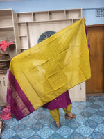 হাফ সিল্ক জামদানি তাঁত কাজের সালোয়ার কামিজ-ম্যাজেন্টা+বাসন্তী মিক্স কালার