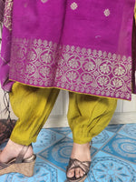 হাফ সিল্ক জামদানি তাঁত কাজের সালোয়ার কামিজ-ম্যাজেন্টা+বাসন্তী মিক্স কালার