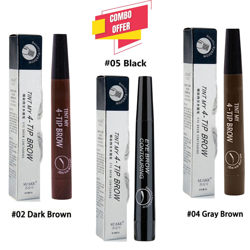 ৩ কালারের কম্বো- 4 Points Eyebrow Pen