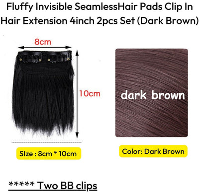 ৪ ইঞ্চি (ডার্ক ব্রাউন কালার) Women Fluffy Invisible Seamless Hair Pads Clip in Hair Extension Lining