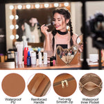 👜✨ Portable Makeup Organizer Bag Brown Color– ট্রাভেল ফ্রেন্ডলি কসমেটিক স্টোরেজ ব্যাগ ✨👜
