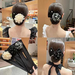 🌸✨ Elegant Flower Hair Bun Maker Black Color – স্টাইলিশ হেয়ার বান ক্লিপ ✨🌸