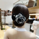 🌸✨ Elegant Flower Hair Bun Maker Black & White – স্টাইলিশ হেয়ার বান ক্লিপ ✨🌸