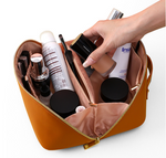 👜✨ Portable Makeup Organizer Bag Brown Color– ট্রাভেল ফ্রেন্ডলি কসমেটিক স্টোরেজ ব্যাগ ✨👜