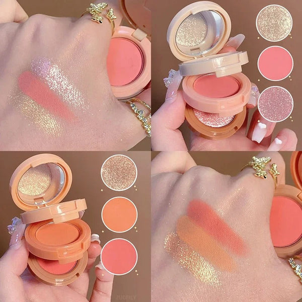 (শেড # ০১+শেড # ০২ )Combo-3 in 1 Matte Highlighter Blush Eyeshadow