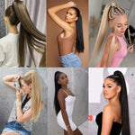 ✨ ডার্ক ব্রাউন কালার ✨Long Straight Claw Ponytail Hair