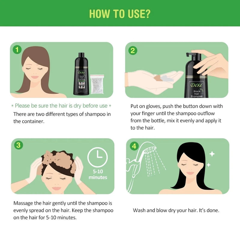 ( ৪০০ML হার্বাল শেম্পু ) Dexe Fast Black Hair Shampoo