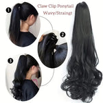 ✨ কালো কালার ✨ কোঁকড়ানো চুল Long Curly Claw Ponytail Hair