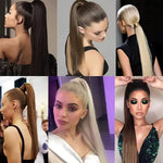 ✨ ডার্ক ব্রাউন কালার ✨Long Straight Claw Ponytail Hair