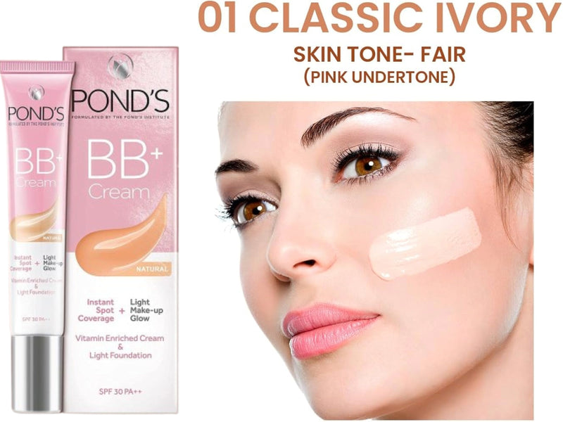 Ponds BB+ Cream Instant Spot Coverage + Light Make-up Glow (Ivory shad)