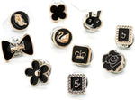 10pcs ( কালো )Fancy Pearl Plastic Button Round