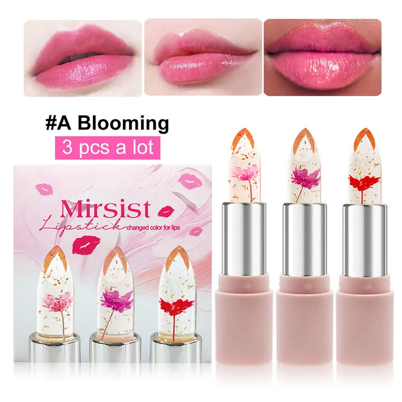 ( ৩ পিসের সেট ) Jelly Dried Flower Color Changing Lip Balm
